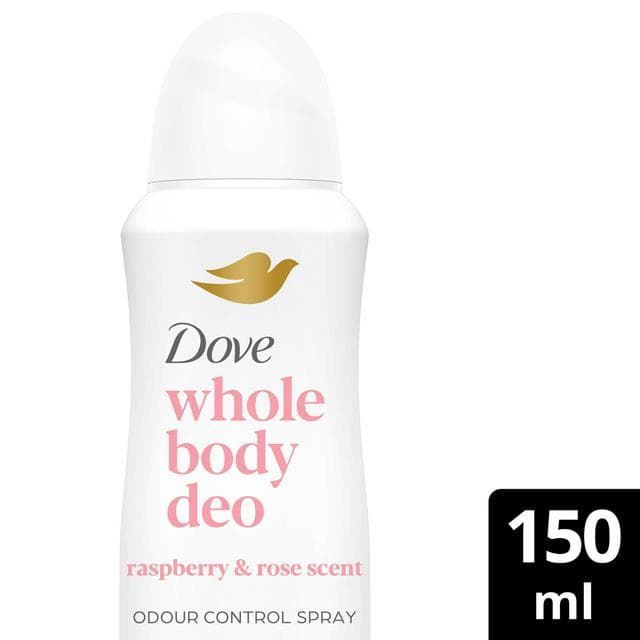 Dove 150ml Raspberry & Rose Whole Body Deodorant Spray - gallery image 1