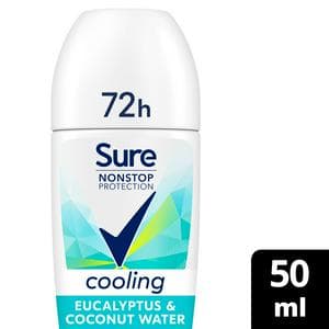 Sure Women 50ml Eucalyptus & Coconut Nonstop Protection Water Antiperspirant Roll on Deodorant