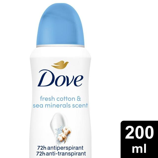 Dove Advanced Care 200ml Fresh Cotton & Sea Minerals Antiperspirant Aerosol Deodorant Spray - gallery image 1