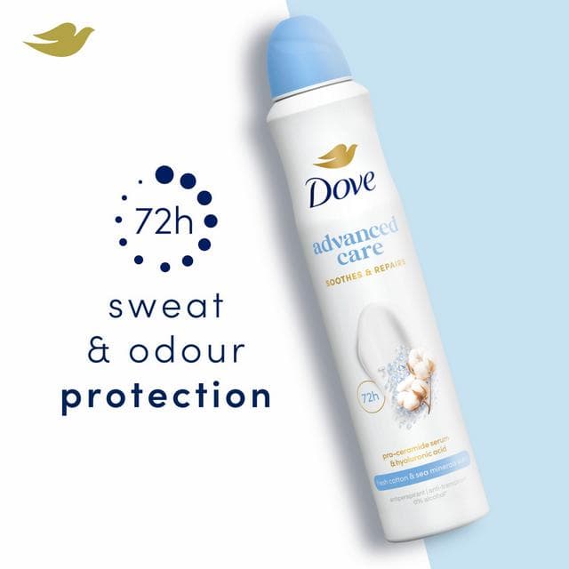 Dove Advanced Care 200ml Fresh Cotton & Sea Minerals Antiperspirant Aerosol Deodorant Spray - gallery image 3