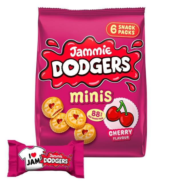 Jammie Dodgers Minis 6 x 20g Cherry Flavour Multipack Biscuits - gallery image 1