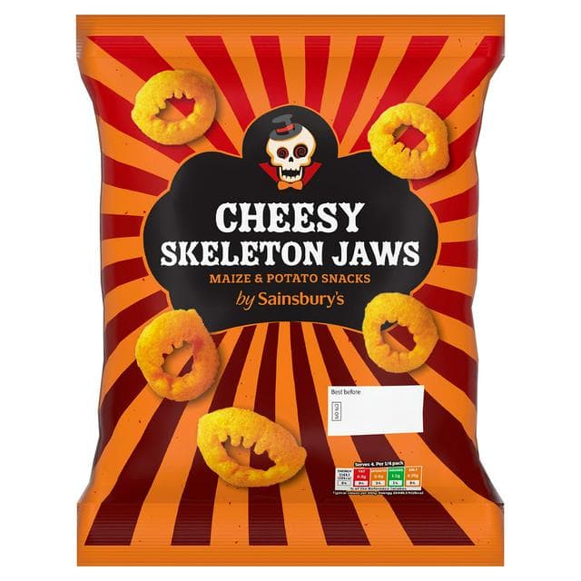 Sainsbury's 100g Cheesy Skeleton Jaws Maize & Potato Snacks - gallery image 1