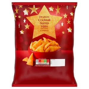 Sainsbury's 100g Prawn Cocktail Santa Hats Maize Sharing Crisps