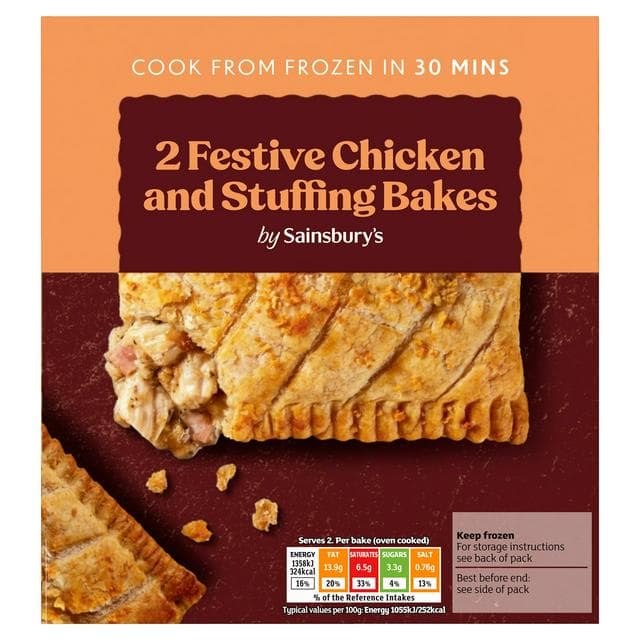 Sainsbury's 2 x Festive Chicken & Stuffing Bakes 280g - gallery image 1