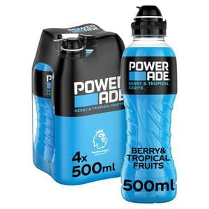 Powerade 4 x 500ml Berry & Tropical Sports Drink Bottles
