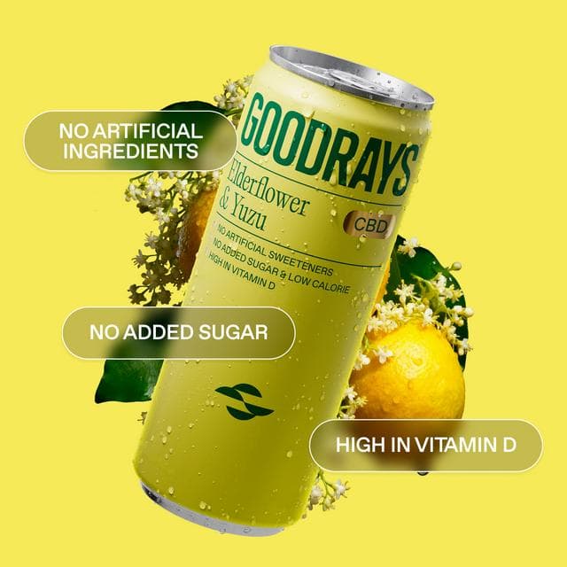 Goodrays 4 x 330ml Elderflower & Yuzu CBD Cans - gallery image 2