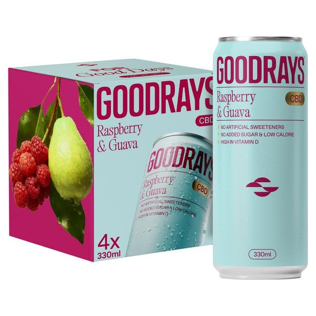 Goodrays 4 x 330ml Raspberry & Guava CBD Cans - gallery image 1