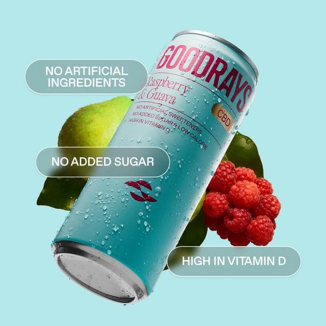 Goodrays 4 x 330ml Raspberry & Guava CBD Cans - gallery image 2