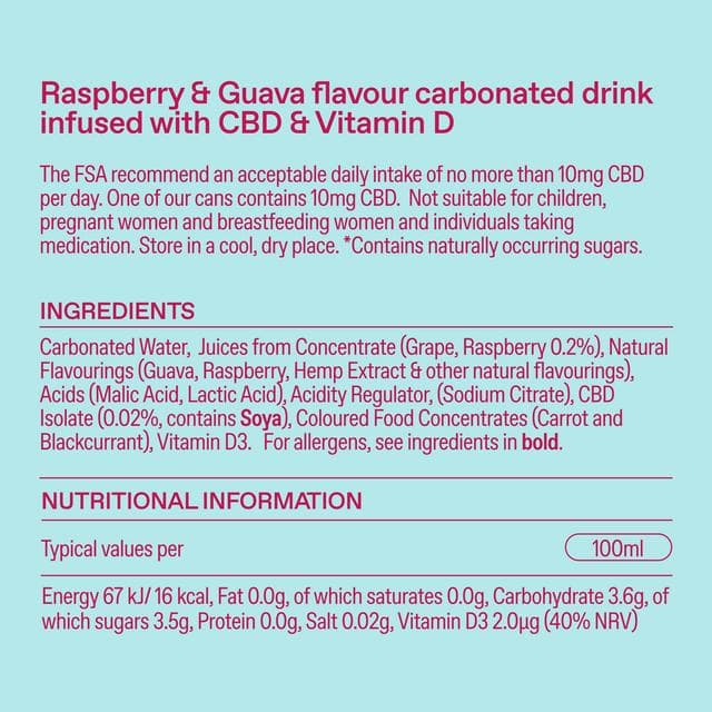Goodrays 4 x 330ml Raspberry & Guava CBD Cans - gallery image 6