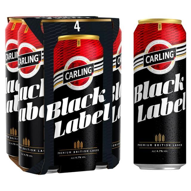 Carling 4 x 568ml Black Label Premium Lager Beer Cans - gallery image 1