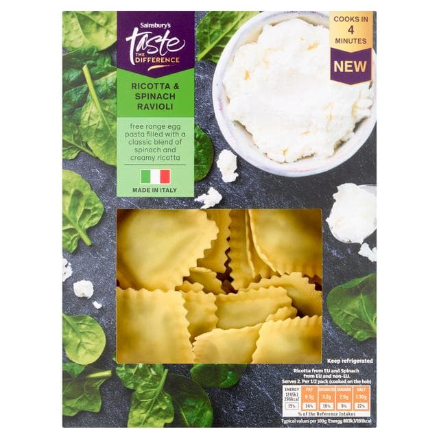 Sainsbury's 250g Ricotta & Spinach Ravioli Pasta, Taste the Difference - gallery image 1