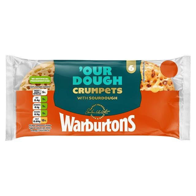 Warburtons 6 x Our Dough Crumpets with Sourdough - gallery image 1