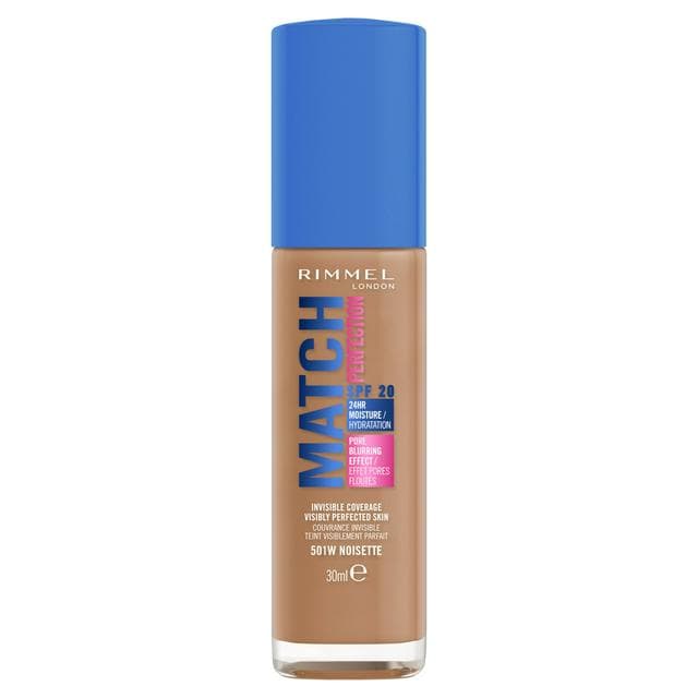 Rimmel London Match Perfection Foundation 501W Noisette SPF20 30ml - gallery image 1