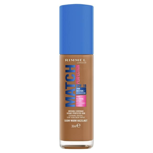 Rimmel London Match Perfection Foundation 550W Warm Hazelnut SPF20 30ml - gallery image 1