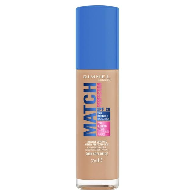 Rimmel London Match Perfection Foundation 200N Soft Beige SPF20 30ml - gallery image 1