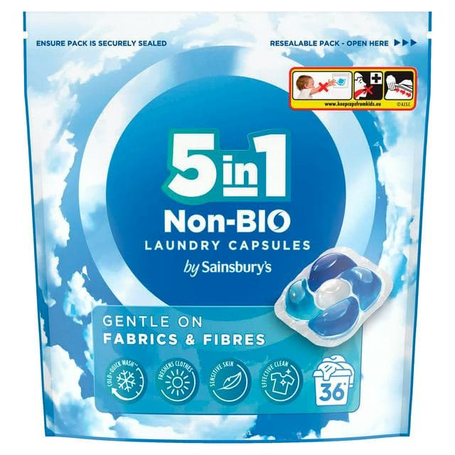Sainsbury's 806g 5 in 1 Non Bio Laundry Capsules - gallery image 1