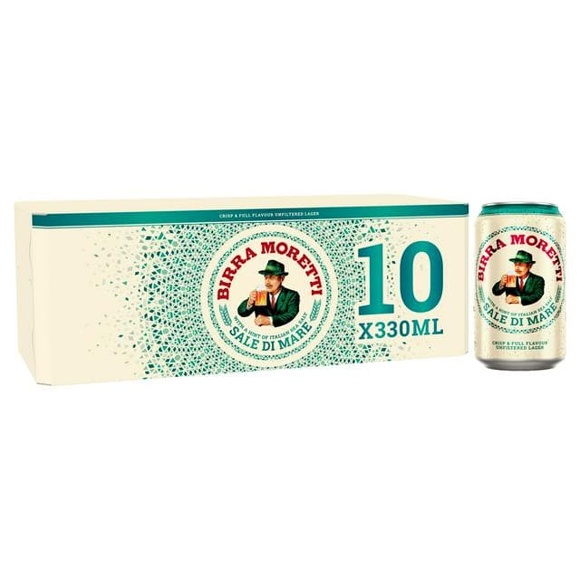 Birra Moretti Sale di Mare 10 x 330ml Unfiltered Premium Lager Beer Cans - gallery image 1