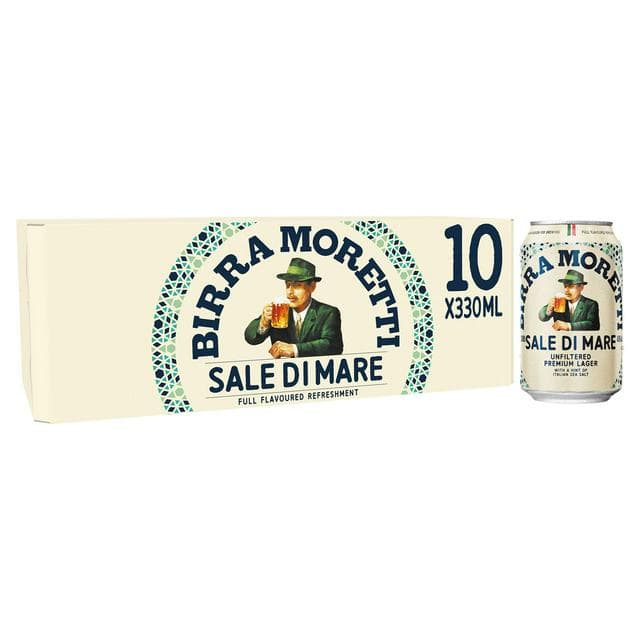 Birra Moretti Sale di Mare 10 x 330ml Unfiltered Premium Lager Beer Cans - gallery image 1