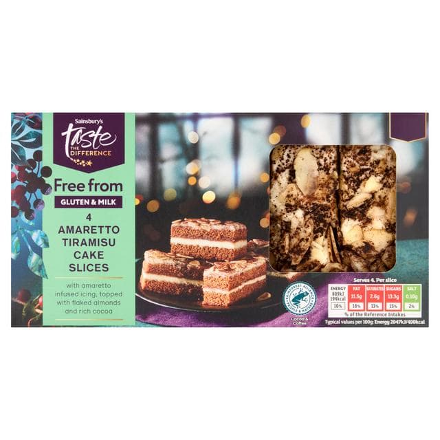 Sainsbury's Free From 4 x Amaretto Tiramisu Cake Slices 158g - gallery image 1