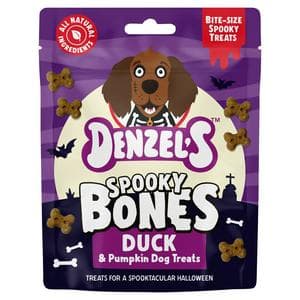 Denzel's 90g Spooky Bones Duck & Pumpkin Dog Treats