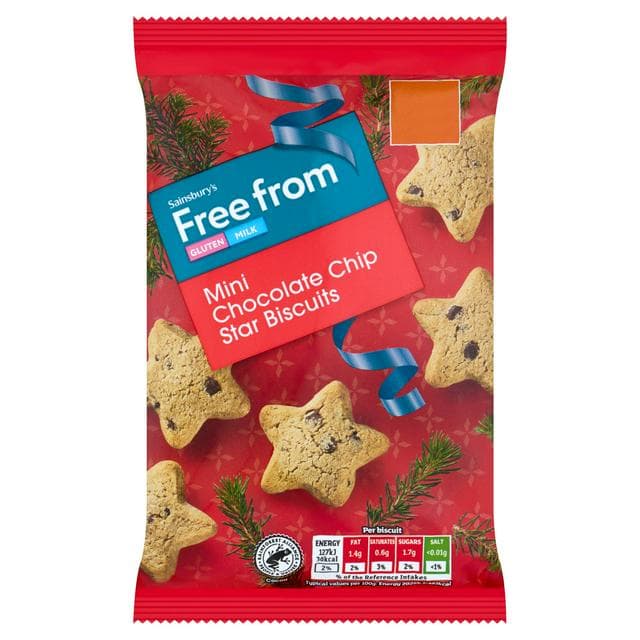 Sainsbury's Free From 75g Mini Chocolate Chip Star Biscuit - gallery image 1