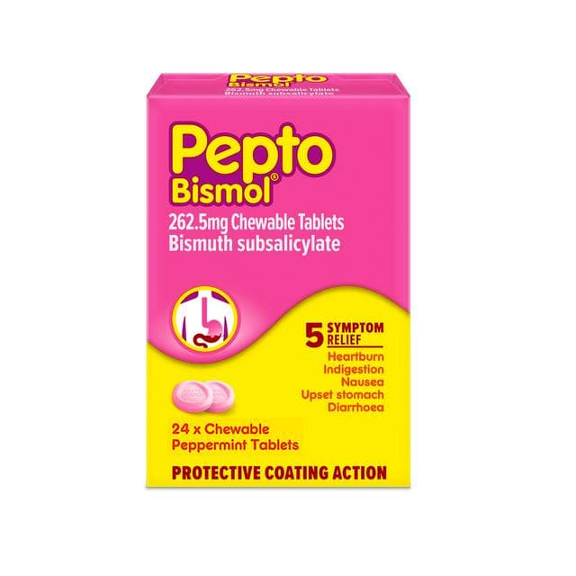 Pepto Bismol 24 x Stomach Relief 5 Symptom Chewable Tablet - gallery image 1