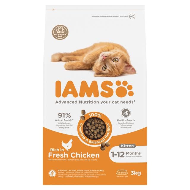IAMS 3kg Rich in Fresh Chicken Kitten 1 to 12 Months Dry Cat Food - gallery image 2