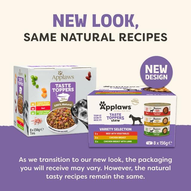 Applaws Taste Toppers 8 x 156g Food Variety Selection in Stew Natural Wet Dog Food Tins - gallery image 2