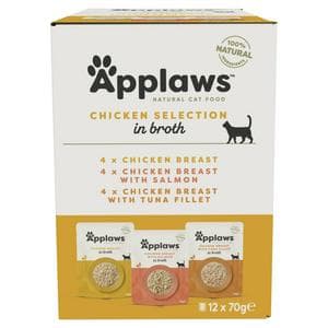 Applaws 12 x 70g Natural Chicken Selection In Broth Pouches Wet Cat Food
