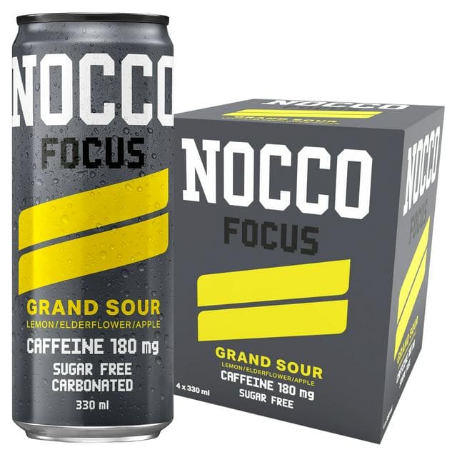 Nocco 4 x 330ml Focus Grand Sour Lemon, Elderflower & Apple Engery Drink - gallery image 1