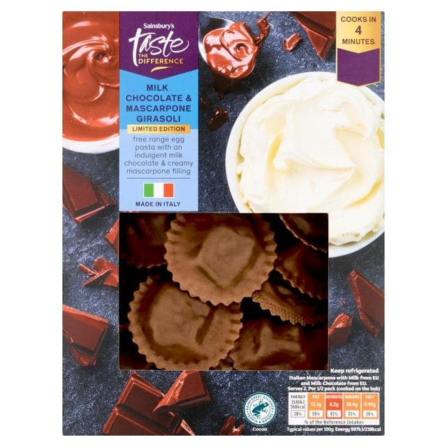 Sainsbury's 250g Milk Chocolate & Mascarpone Girasoli Pasta, Taste the Difference, Limited Edition - gallery image 1