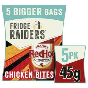 Fridge Raiders & Frank's Red Hot 5 x 45g Original Bigger Bags Chicken Snack Bites