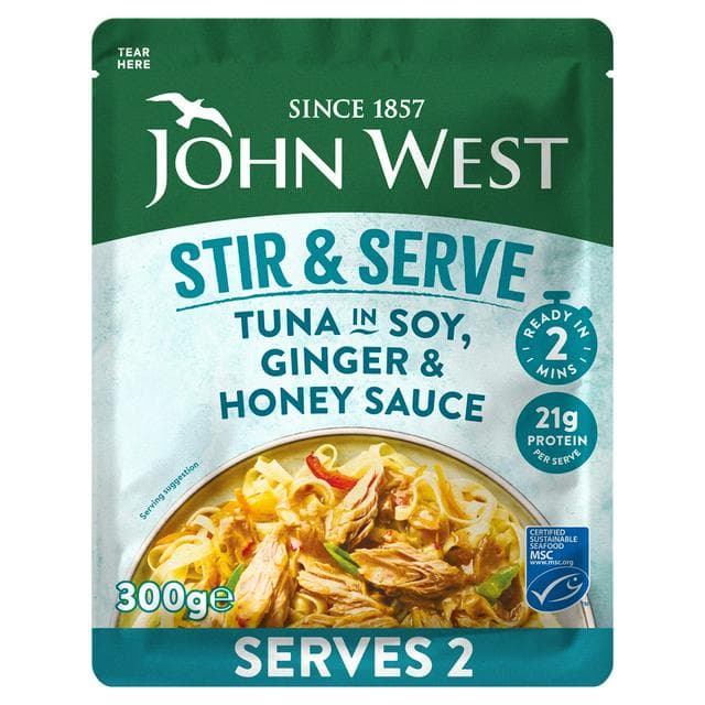John West 300g MSC Stir & Serve in Soy, Ginger & Honey Sauce Tuna - gallery image 1