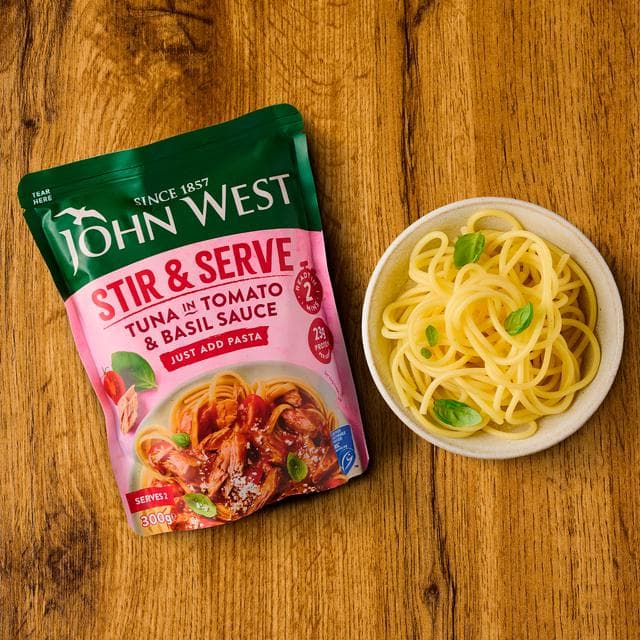 John West 300g MSC Stir & Serve Tuna in Tomato & Basil Sauce - gallery image 2
