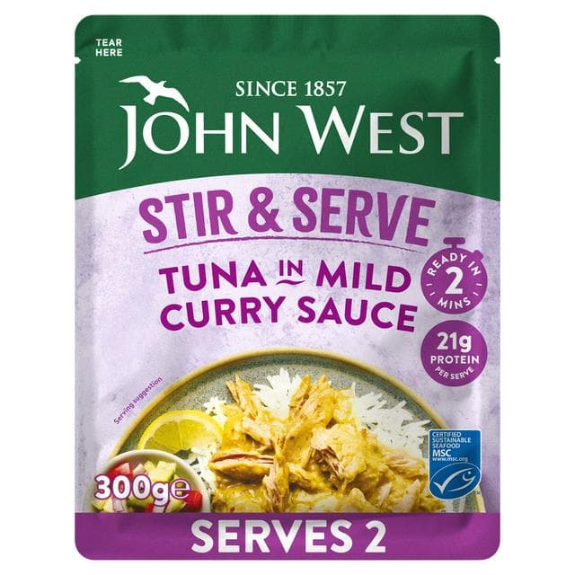 John West 300g MSC Stir & Serve in Mild Curry Sauce Tuna - gallery image 1