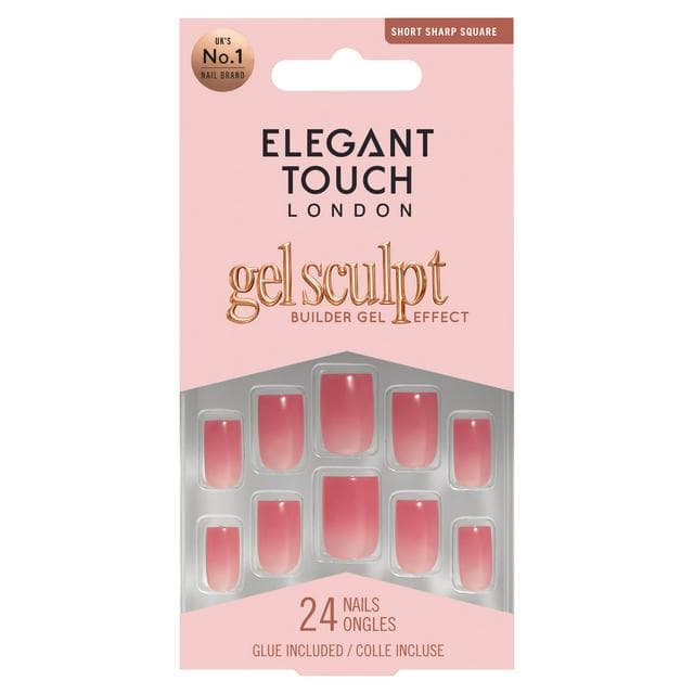 Elegant Touch London False Nails 24 Short Sharp Square Gel Sculpt Dew Drop - gallery image 1