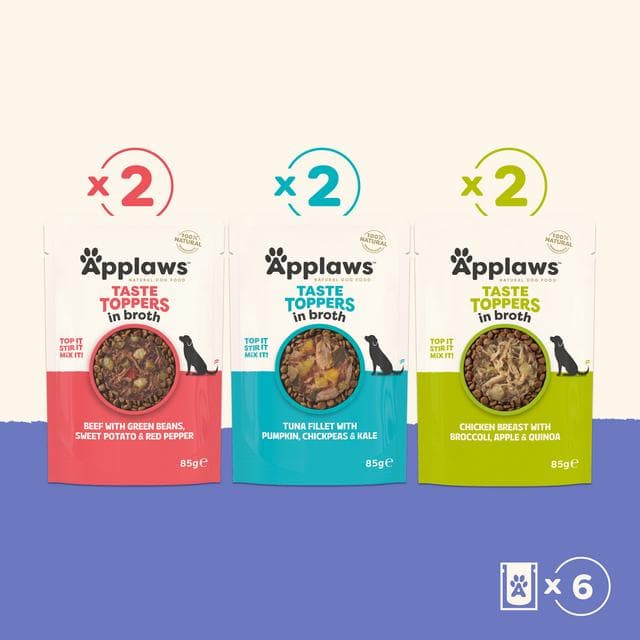 Applaws Taste Toppers 6 x 85g Variety Selection in Broth Natural Wet Dog Food Pouches - gallery image 4