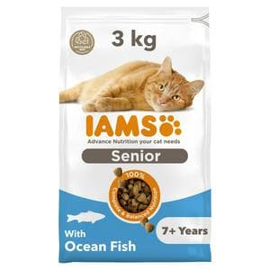 IAMS 3kg Advanced Nutrition 7+ Years Dry Cat Food with Ocean Fish