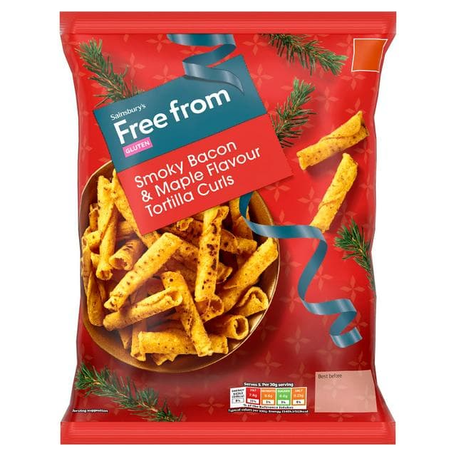 Sainsbury's Free From 150g Smoky Bacon & Maple Flavour Tortilla Curls - gallery image 1