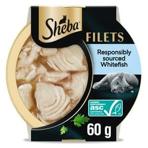 Sheba Filets 60g Adult Wet Cat Food with Whitefish in Gravy Tray