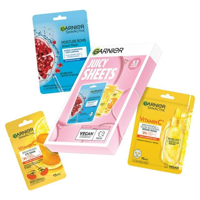 Garnier Juicy Sheets Complete Face & Eye Tissue Mask Trio Gift Set - gallery image 1