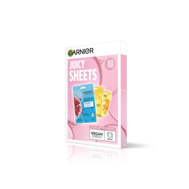 Garnier Juicy Sheets Complete Face & Eye Tissue Mask Trio Gift Set - gallery image 2