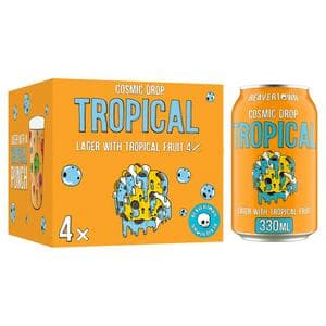 Beavertown 4 x 330ml Cosmic Drop Lager with Tropical Fruit