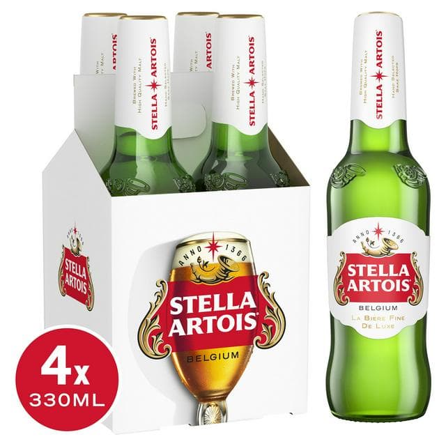 Stella Artois Premium Lager Beer Bottles 4x330ml - gallery image 1
