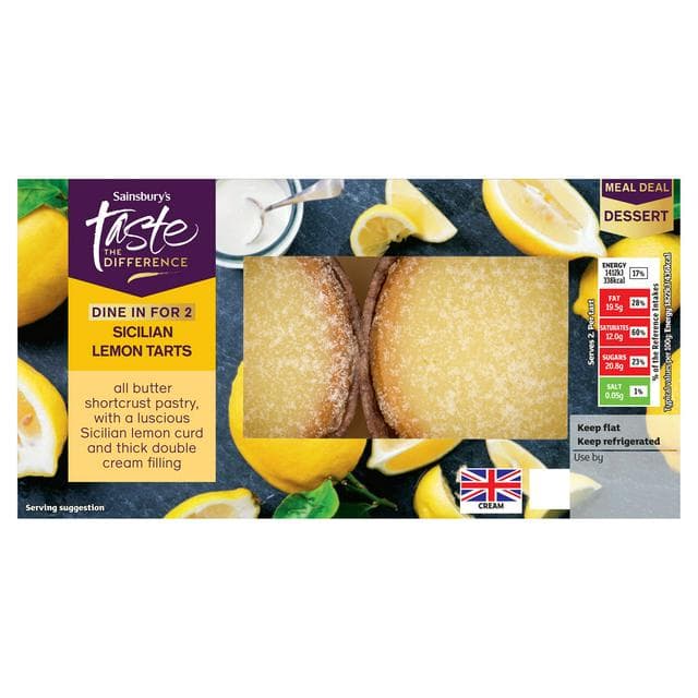 Sainsbury's 2 x Sicilian Lemon Tarts, Taste the Difference 155g - gallery image 1