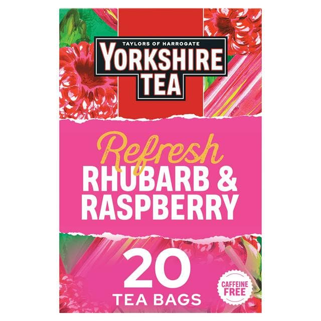 Yorkshire Tea 20 x Refresh Rhubarb & Raspberry Fruit Tea Bags - gallery image 1