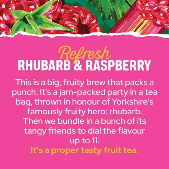 Yorkshire Tea 20 x Refresh Rhubarb & Raspberry Fruit Tea Bags - gallery image 4