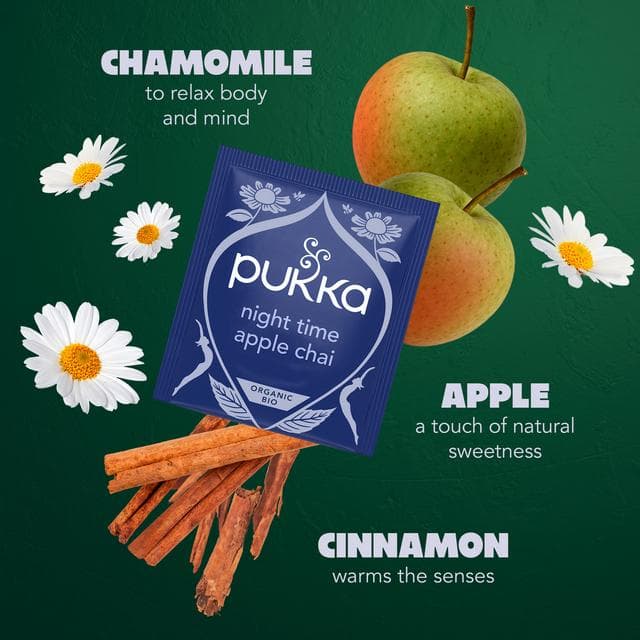 Pukka 20 x Organic Night Time Chamomile, Apple & Cinnamon Sleep Tea Bags 36g - gallery image 3