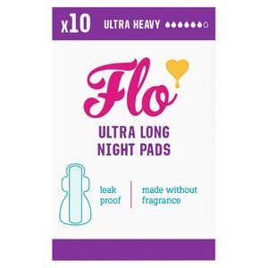 Flo 10 x Bamboo Ultra Long Night Period Pads