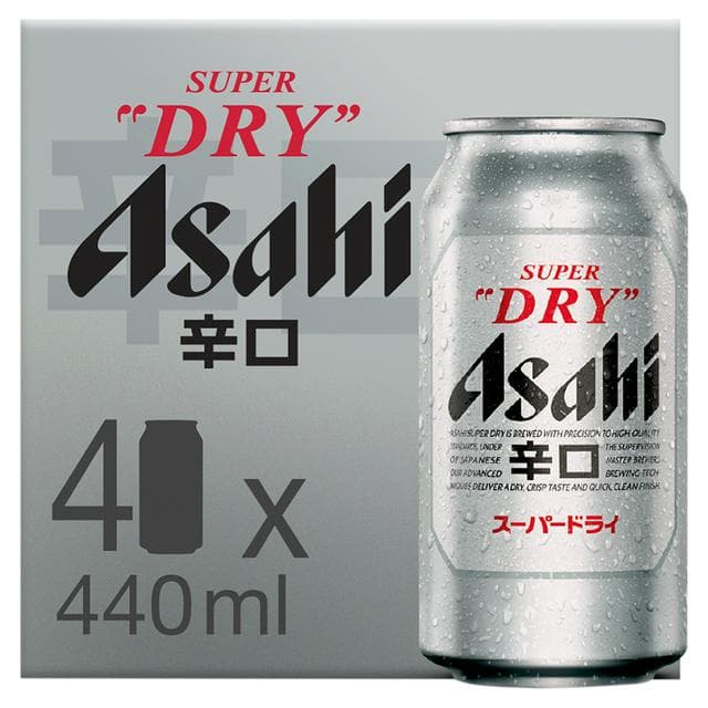 Asahi 4 x 440ml Super Dry Lager Beer Cans - gallery image 1